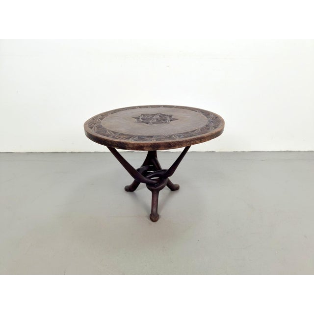 Vintage African Handmade Wooden Folding Table, 1960s For Sale - Image 4 of 8