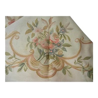 Large Antique French Aubusson Floral Tapestry, 96” X 115”, Louis XV Style Rose Bouquet Design For Sale