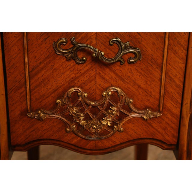 1930's French Louis XV Style SatinwoodInlaid Writing Desk Vanity For Sale - Image 9 of 18