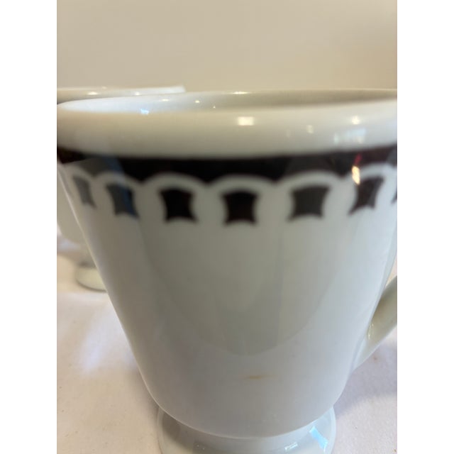 Vintage Sterling Vitrified China Black Rimmed Pedestal Mugs, Set of 2, Restaurant Ware For Sale - Image 12 of 12
