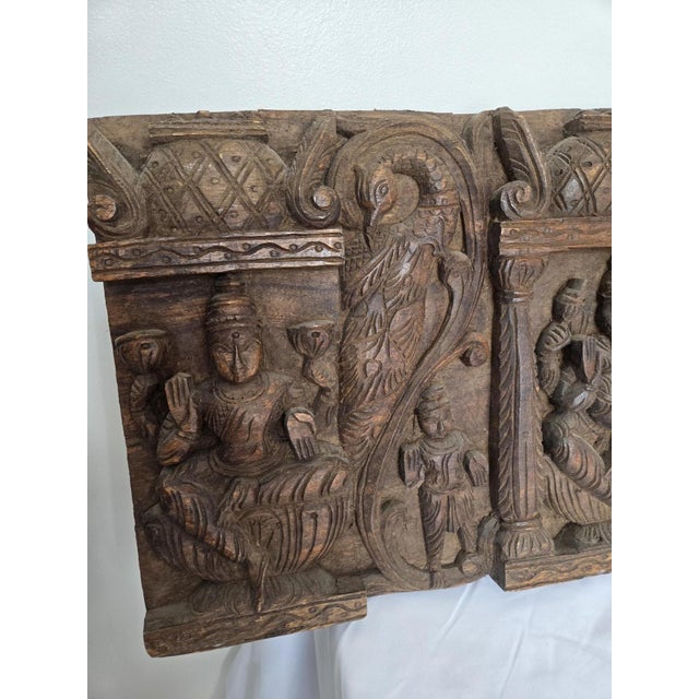 Hindu Hand-Carved Wooden Ganesha Wall Hanging Panel Sculpture, 1950s, in Flawless conditions. Designed 1950 to 1959