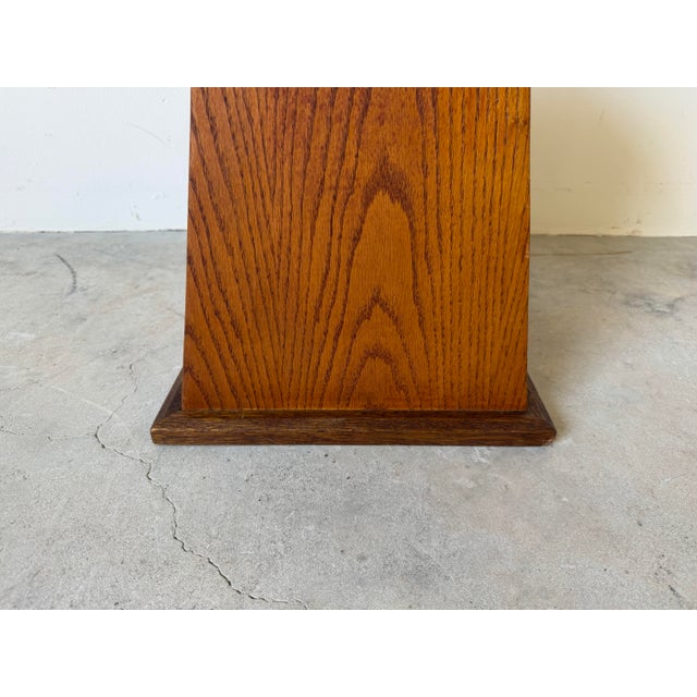 Vintage Geometric Wood Side Table / Plant Stand With Black Granite Stone Top For Sale In Miami - Image 6 of 12