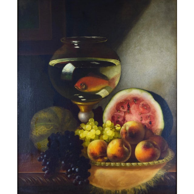 Realism 19th C Still Life With Fruit & Goldfish by Morston Constantine Ream For Sale - Image 3 of 8