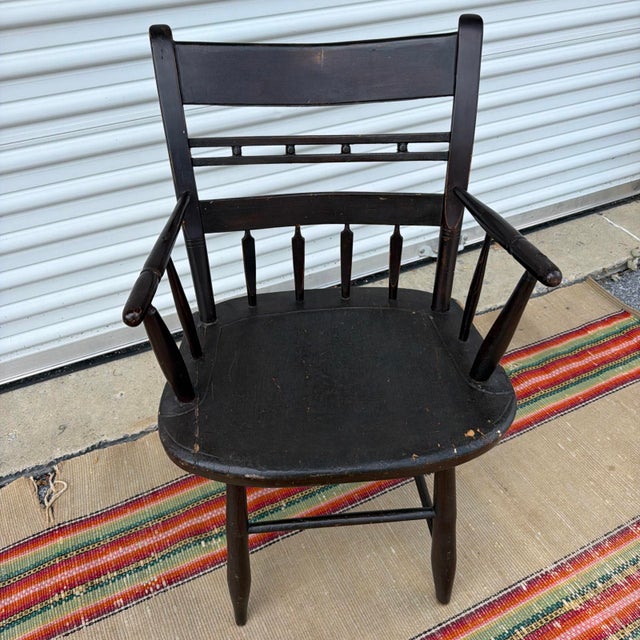 Antique Federal Windsor Splat-Back Armchair Vermont or New York, 1820's For Sale - Image 15 of 16