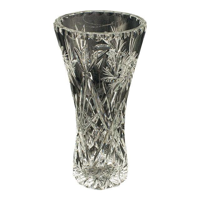 Vintage Crystal Flower Vase, English, Cut Glass, Bouquet, Sleeve, Circa 1940 For Sale