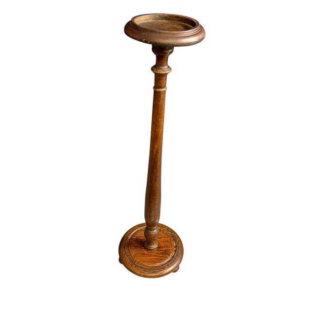 Brown Antique Turned Wood Pedestal Stand, 1930 For Sale - Image 8 of 13