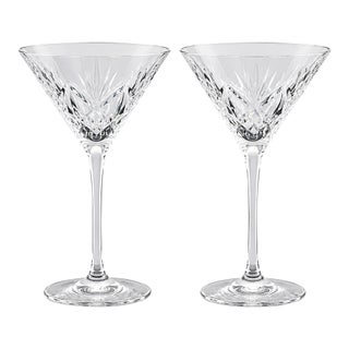 Waterford Crystal Huntley Martini Glass Smooth Stem 6 7/8" Pair For Sale