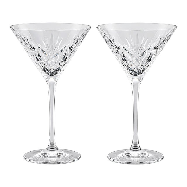 Waterford Crystal Huntley Martini Glass Smooth Stem 6 7/8" Pair For Sale