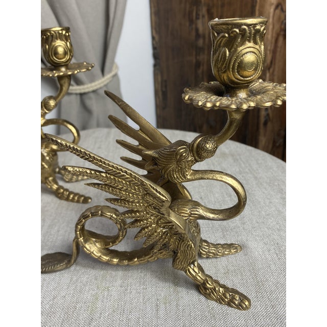 Vintage Bronze Chimera Candlesticks, 1920s, Set of 2 For Sale - Image 17 of 18
