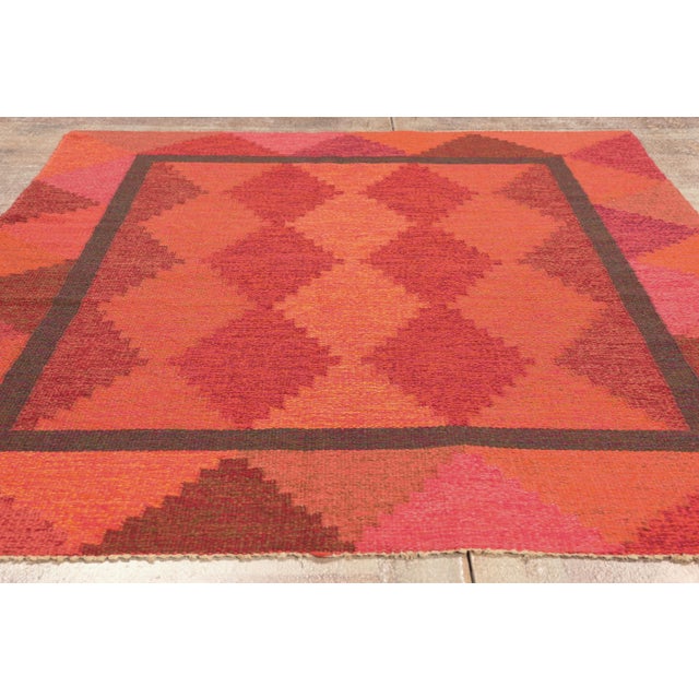 Vintage Swedish Rollakan Rug, 04'08 X 06'07 For Sale - Image 9 of 10