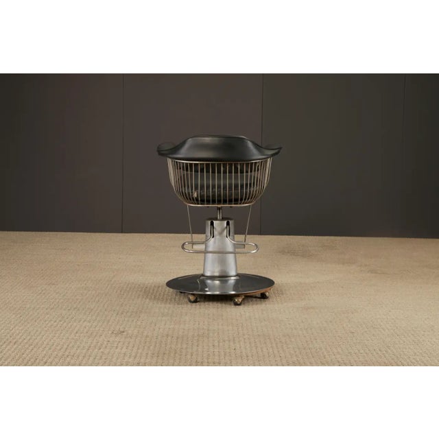 Warren Platner Style Salon Barstool Chair on Hydraulic Base With Casters, 1960s For Sale - Image 12 of 17