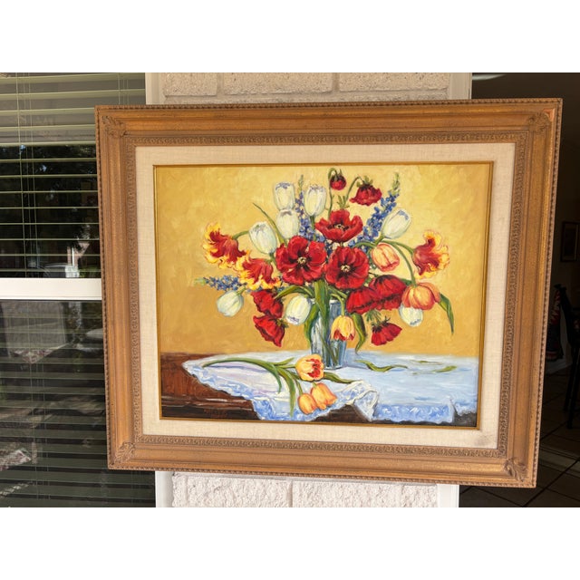 1970s Marjorie Jones Floral Still Life – Original Artwork Large Flowers For Sale - Image 4 of 6