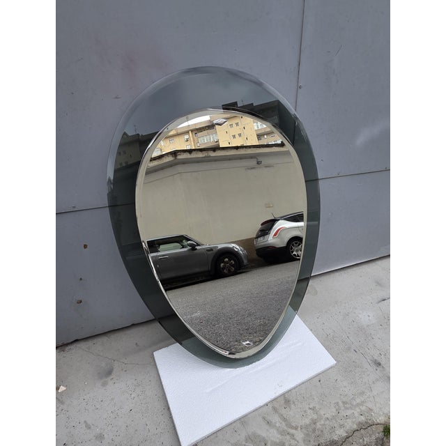 Glass Vintage Grey Teardrop Mirror from Veca, 1970s For Sale - Image 7 of 7