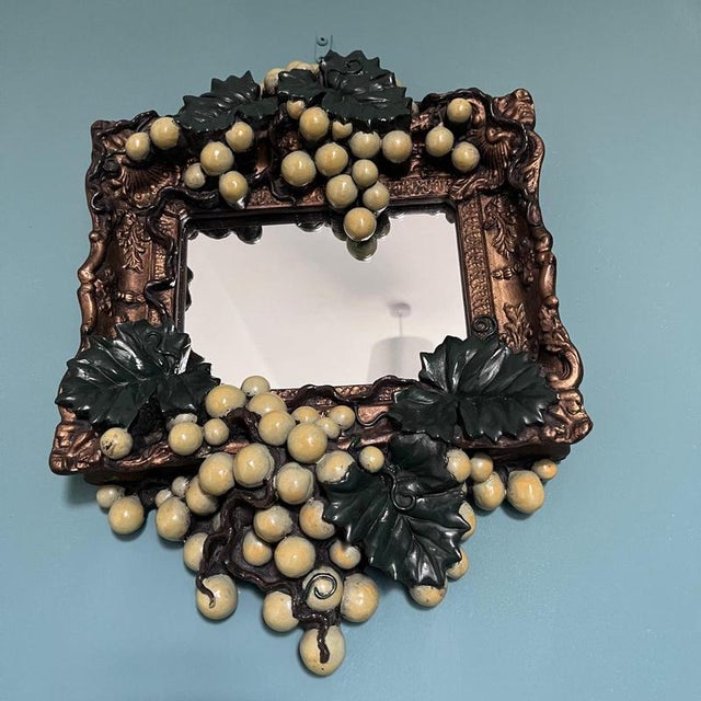 Decorative Gilt Framed Mirror with Embossed Grape Bunches For Sale - Image 5 of 9
