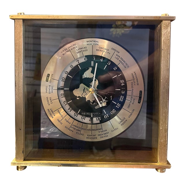 1970s Seiko International World Mantal Clock With Second Hand Plane For Sale