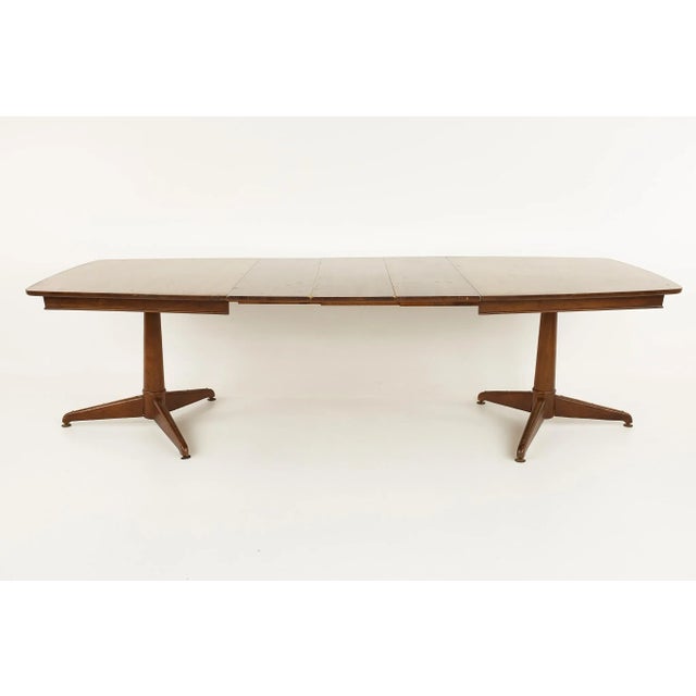 Kent Coffey Mid Century Pedestal Base 10 Seater Walnut Dining Table For Sale - Image 9 of 13