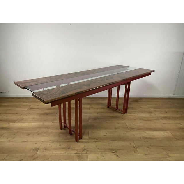 1980s Sculptural Table in Iron with Glass and Granite, 1980s For Sale - Image 5 of 9