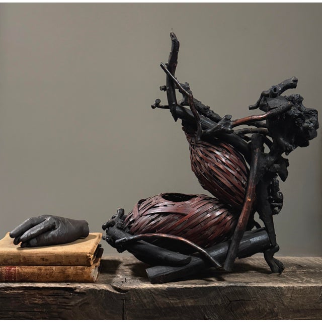 Vintage Japanese Nest-Form Ikebana Basket (Su-ikebana Kago) Dimensions: 19.25” H x 17.75” W x 9” D Condition: Shows minor...