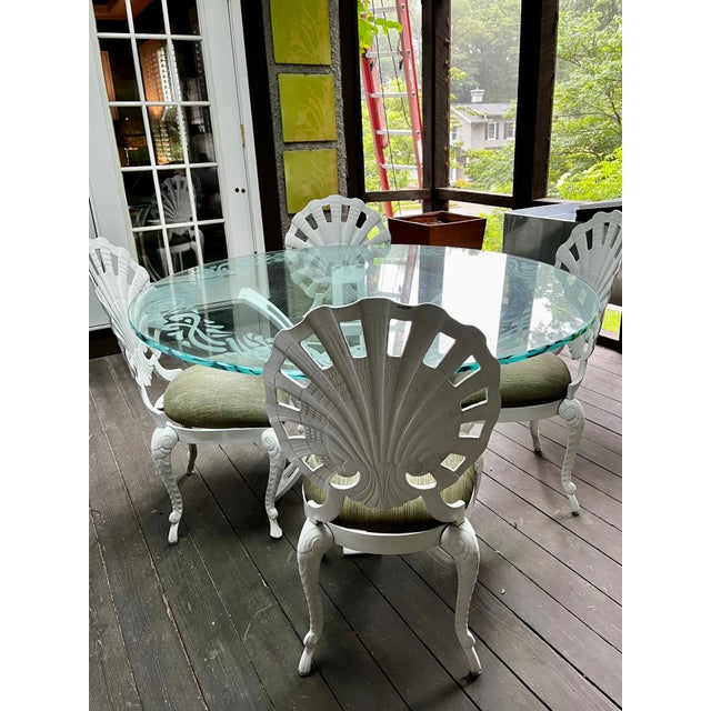 Hollywood Regency Brown Jordan Style Grotto Outdoor Dining 4 Chairs For Sale - Image 3 of 10