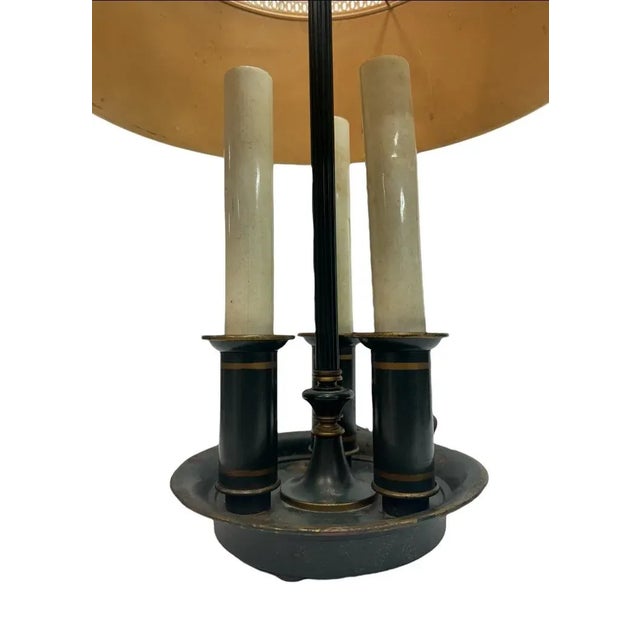 French Early 20th Century French Green Tole Bouillotte Lamp For Sale - Image 3 of 6