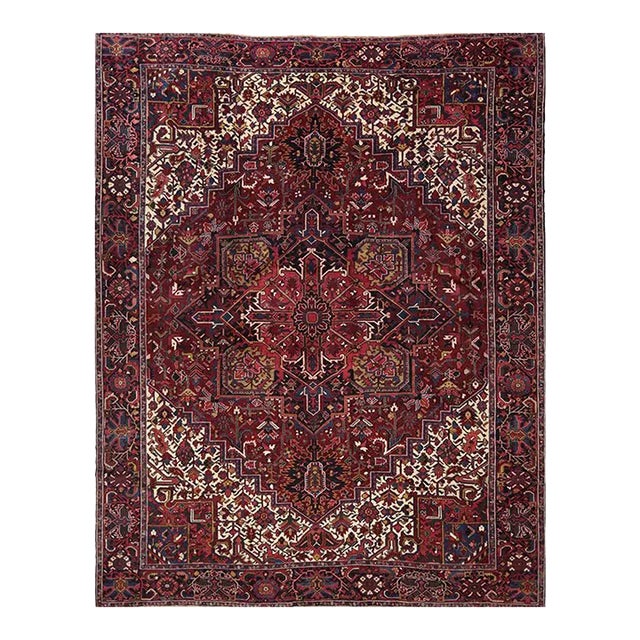 1960s Old Persian Heriz Area Rug 11’6″ X 14’9″ For Sale