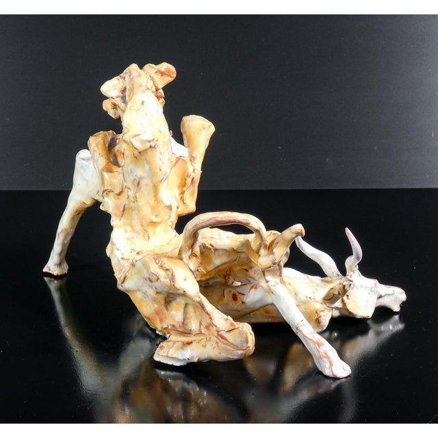 Glazed Majolica Hunting Scene Figurine For Sale - Image 4 of 18