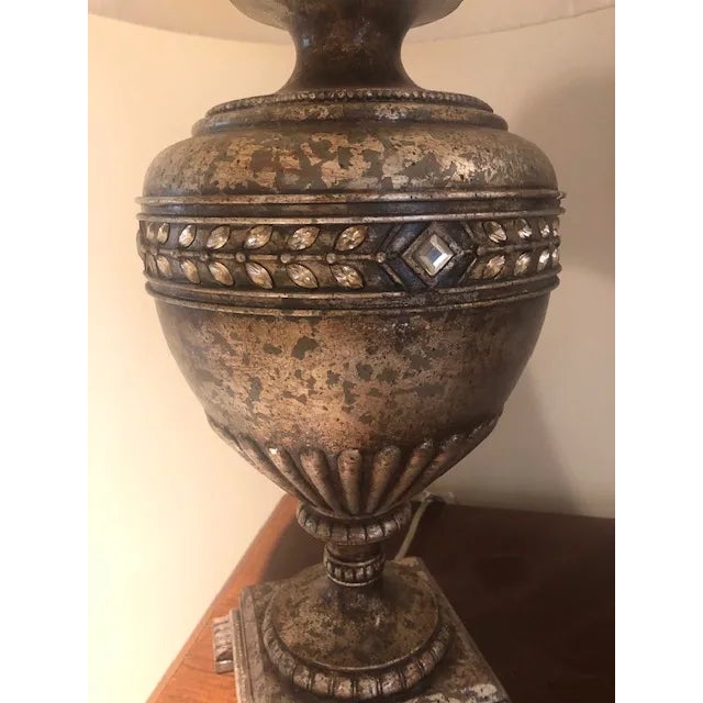 Beautiful Fine Art Lamps Winter Palace table lamp. One lamp in antique silver finish with crystal inlays and decorative...