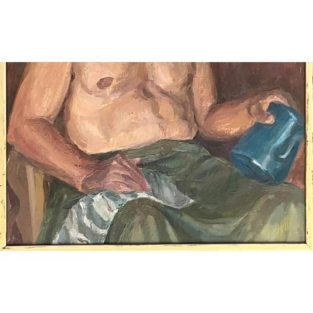 Vintage Boho Signed Original Oil Portrait of Man For Sale - Image 12 of 12