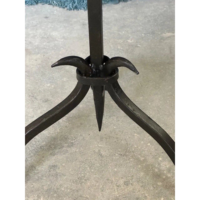 Handcrafted Spanish Iron Martini Table With Antique Gilt Top and Forged Tripod Base For Sale - Image 10 of 12