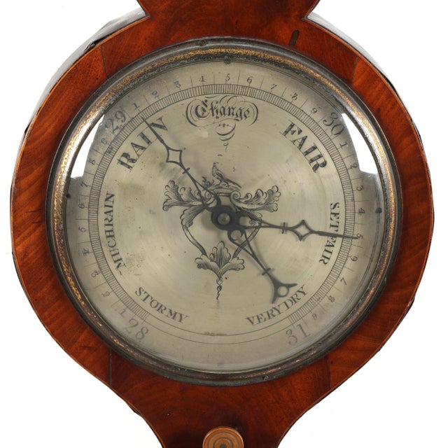 Antique 19th Century English Mahogany Wheel Barometer For Sale - Image 4 of 9