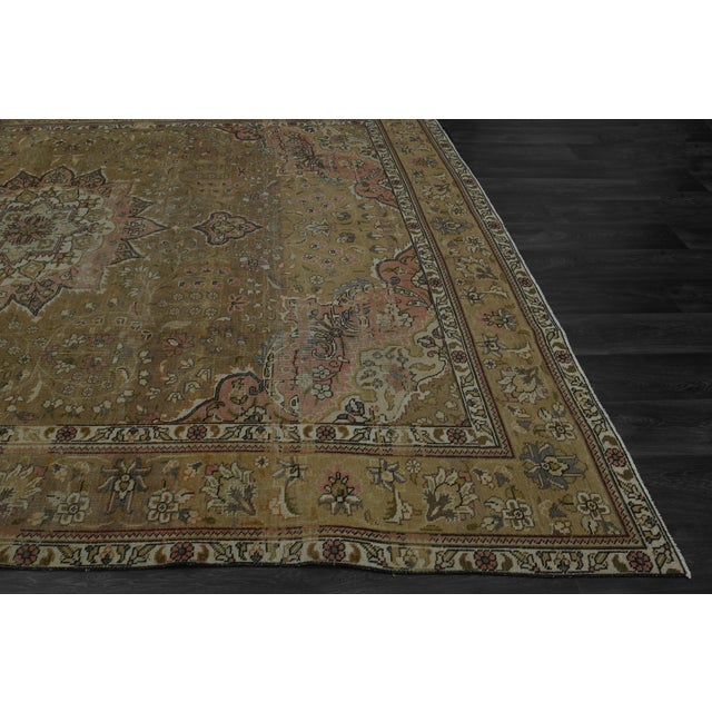 Green 1970s Vintage Persian Handmade Wool Cotton Green Area Rug For Sale - Image 8 of 11