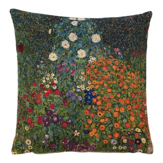 Klimt Flowers IV Tapestry Cushion With Feather Filler - 46x46cm (18"x18") For Sale