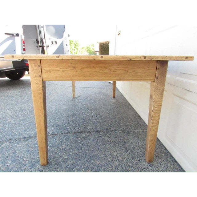 Wood Vintage French Light Oak Farm Table For Sale - Image 7 of 17