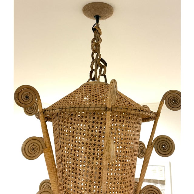 Large Rattan Caning Pagoda Lantern For Sale - Image 4 of 9