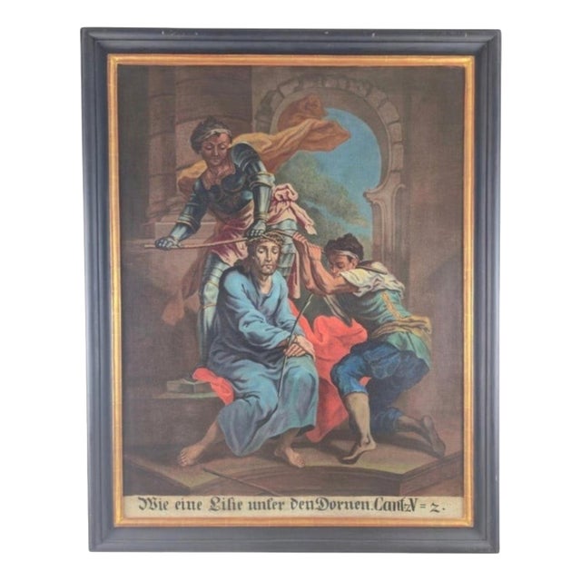 German School, Christ with the Crown of Thorns, 1750, Oil on Canvas & Wood For Sale