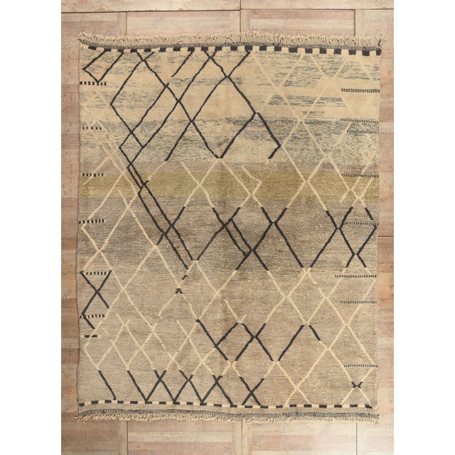 Organic Modern Beni Mrirt Moroccan Rug, 10'07 X 13'02 For Sale - Image 10 of 10