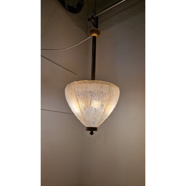 Vintage Pendant Light in Brass with Iridescent Dew Glass from Barovier & Toso, 1940s For Sale - Image 12 of 15