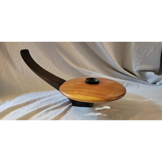 Amazing Modernist Ikebana vase by Joseph Kovecses. I am guessing 80s or 90s era. Made of exotic woods and iron frog in the...