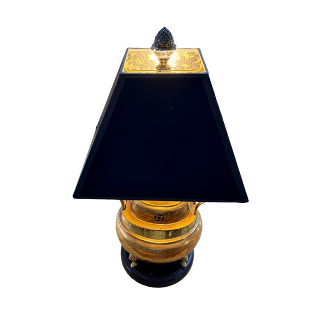 Mid-Century Brass Incense Burner Table Lamp For Sale - Image 4 of 12