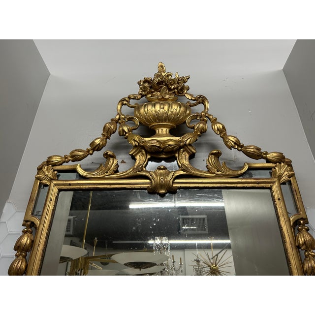 18th Century Large 18th Century French Louis XVI Giltwood Mirror For Sale - Image 5 of 11
