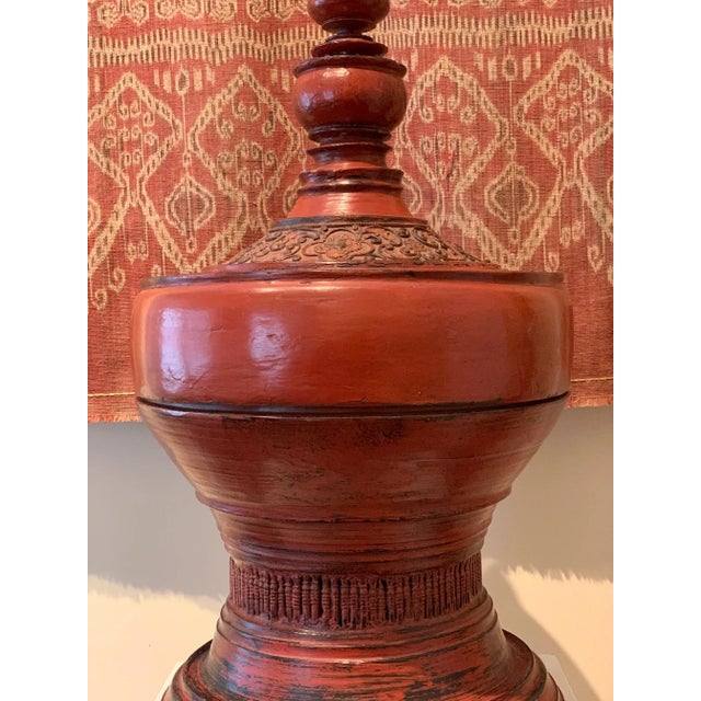 Asian Antique Antique Lacquer Offering Elm Bowl Southeast Asia For Sale - Image 3 of 11