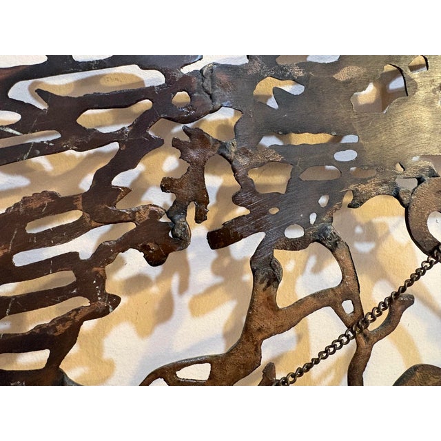 Brass 1960s-70s Brutalist Brass Crane Wall Sculpture For Sale - Image 8 of 9