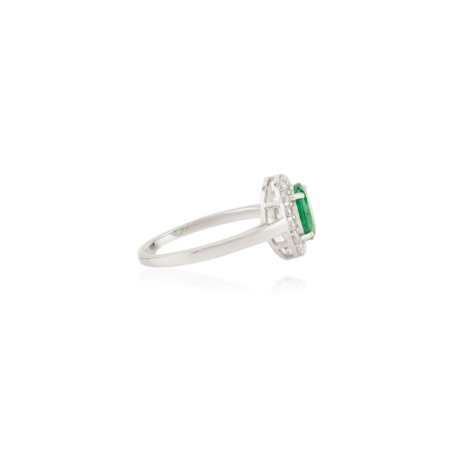 Not Yet Made - Made To Order Old Hollywood Emerald and Diamond Halo Ring Size 7 For Sale - Image 5 of 10