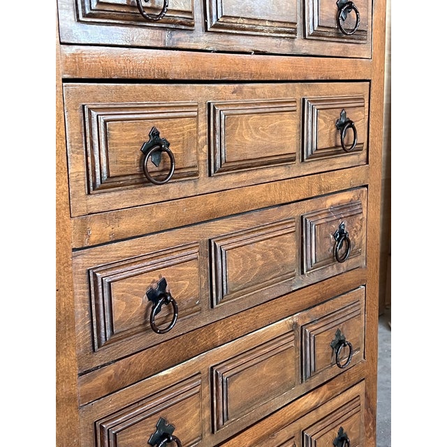 Wood 20th Catalan Spanish Baroque Carved Walnut Tuscan Chest of Drawers or Nightstand For Sale - Image 7 of 9