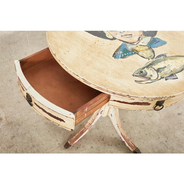 Country Swedish Gustavian Center Table Painted by Ira Yeager For Sale - Image 9 of 13