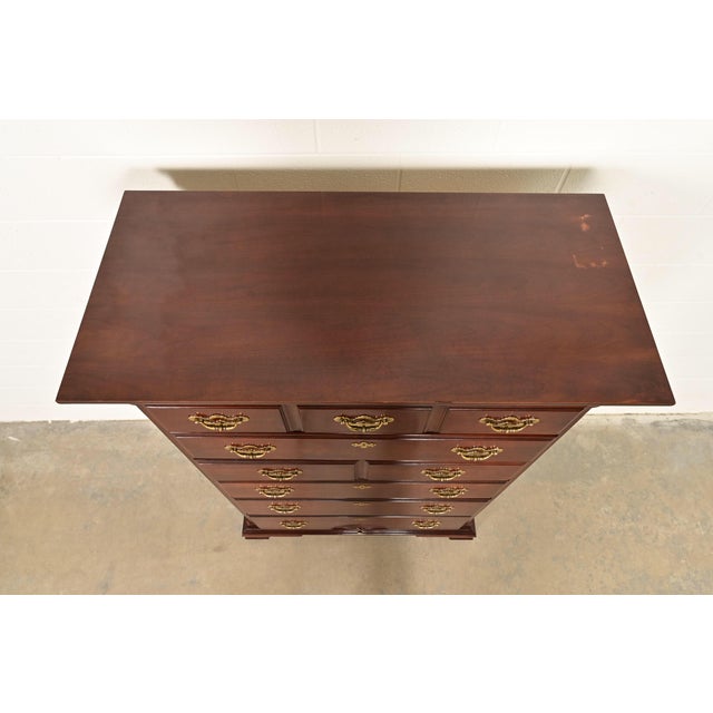 Thomasville Georgian Carved Cherry Wood Highboy Dresser, Circa 1980s For Sale - Image 12 of 15