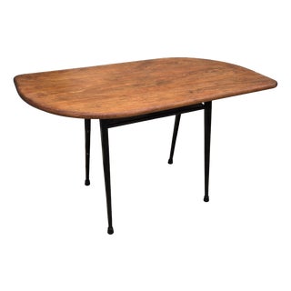 Vintage Table with Teardrop-Shaped Wooden Top, 1950s For Sale