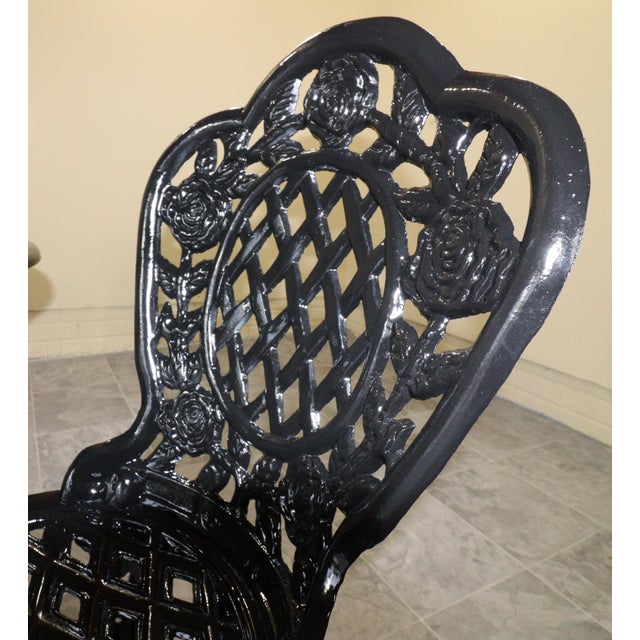 Mid 20th Century American Cast Iron Rose Garden Bistro Set, Table and Two Chairs, 3 Pieces For Sale - Image 13 of 18