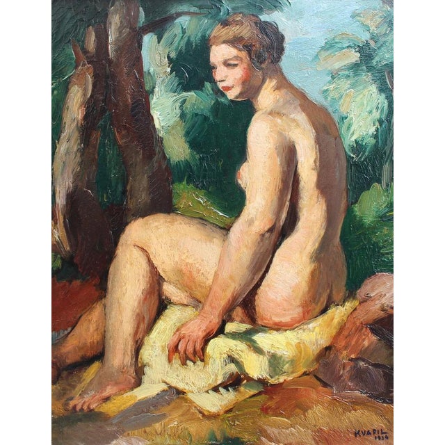 Charles Kvapil, The Bather, 1934, Oil on Board, Framed For Sale - Image 17 of 17