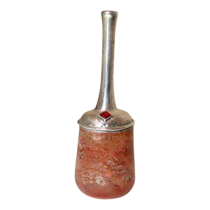 Vintage Sherman Judaica Hand Blown Glass Vessel Bottle With Sterling Silver Lid